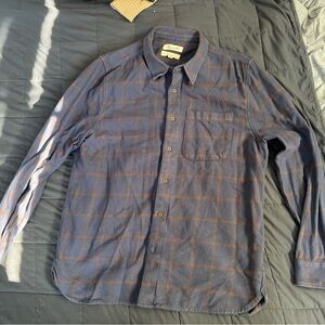 Madewell / Perfect Fit Cotton Flannel Shirt / Blue - Orange / Size Large